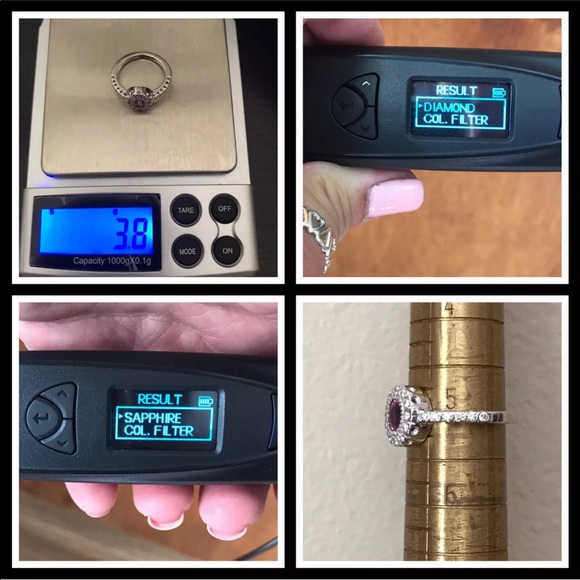 14k GENUINE Pink Sapphire & Diamond Halo Ring - Picture 9 of 15